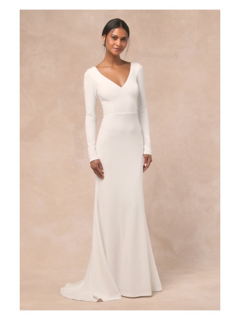Lulus Feeling of Forever White Long Sleeve Mermaid Maxi Dress 1407876 Small NWT